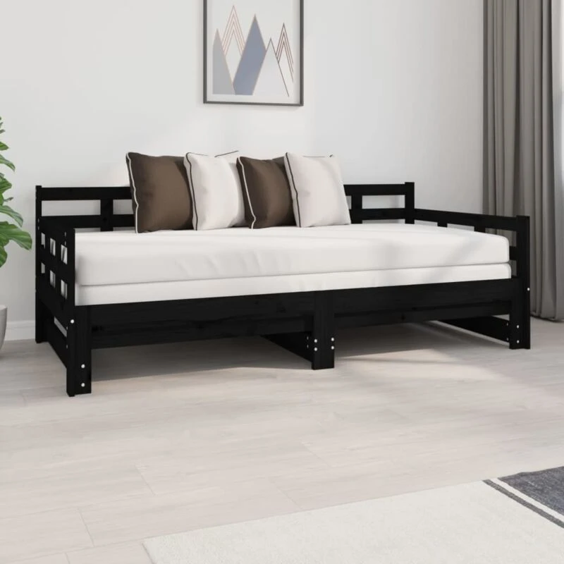 Image of VIDAXL Pull-out Day Bed without Mattress Black 2x(90x190) cm Vidaxl 8720287073642