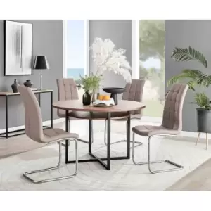 Image of Furniture Box Adley Brown Wood Storage Dining Table and 4 Cappuccino Murano Chairs