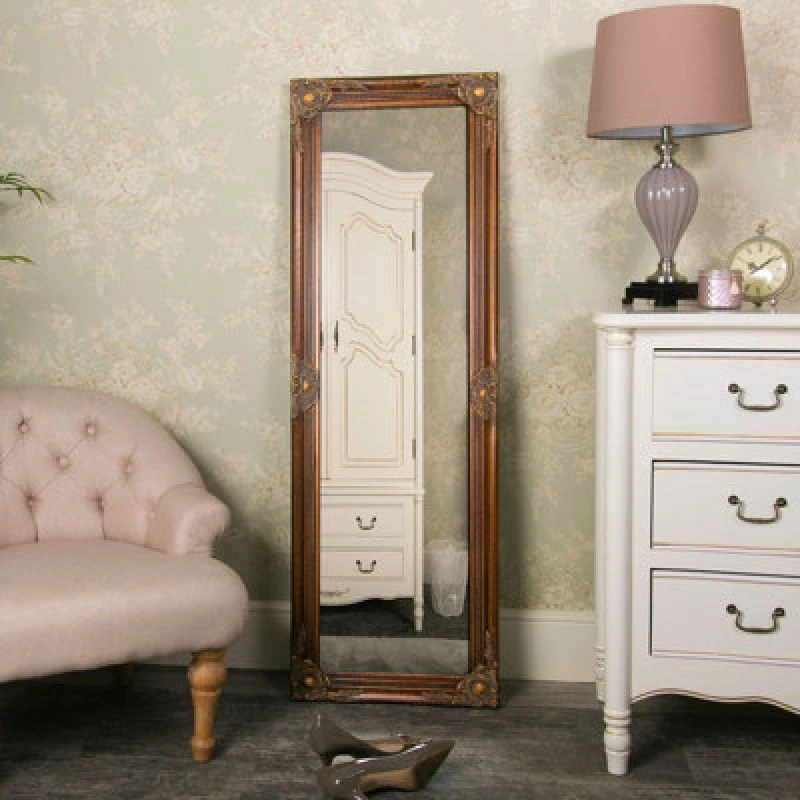 Image of Melody Maison Tall Gold Wall Mirror 47cm X 142cm Metallic Gold