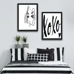 Image of Xoxo Set Multicolor Decorative Framed Painting (2 Pieces)