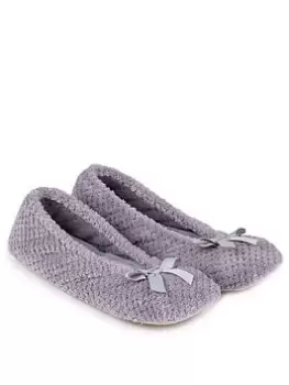Image of Totes Isotoner Popcorn Ballet Slipper With Bow - Grey