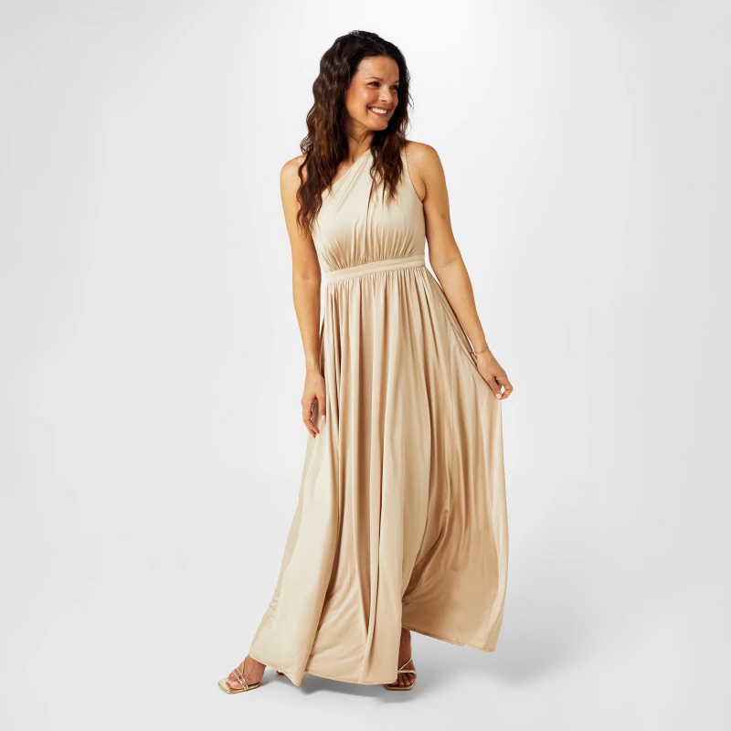 Image of Biba Bridesmaid One Shoulder Maxi Dress Champange female 10 (S)