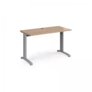 image of TR10 straight desk 1200mm x 600mm - silver frame and beech top