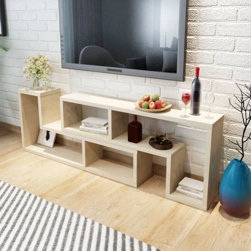 Image of vidaXL TV Cabinet Double L-Shaped Oak Stand Shelf Sideboard Home DVD Player
