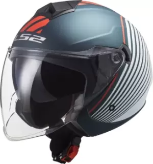 Image of LS2 OF573 Twister Luna Jet Helmet, white-turquoise-blue Size M white-turquoise-blue, Size M