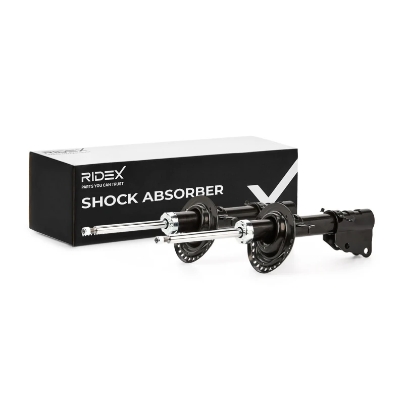 Image of RIDEX 854S18224 Shock absorber Front Axle, Gas Pressure, Twin-Tube, Suspension Strut, Bottom Yoke Shock Absorber (854)