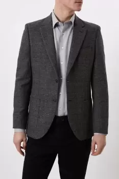 image of Mens Slim Fit Dark Grey Cross Hatch Blazer