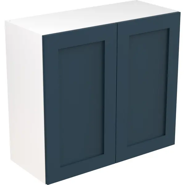 Image of Kitchen Kit Ready Made Shaker Kitchen Cabinet Wall Unit Ultra Matt 800mm in Indigo Blue