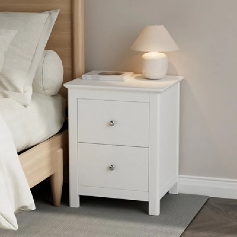 Image of Core Nairn 2 Drawer White Bedside Table