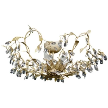 image of Linea Verdace Langelo 6 Light Glass & Crystal Ceiling Light Beige Gold