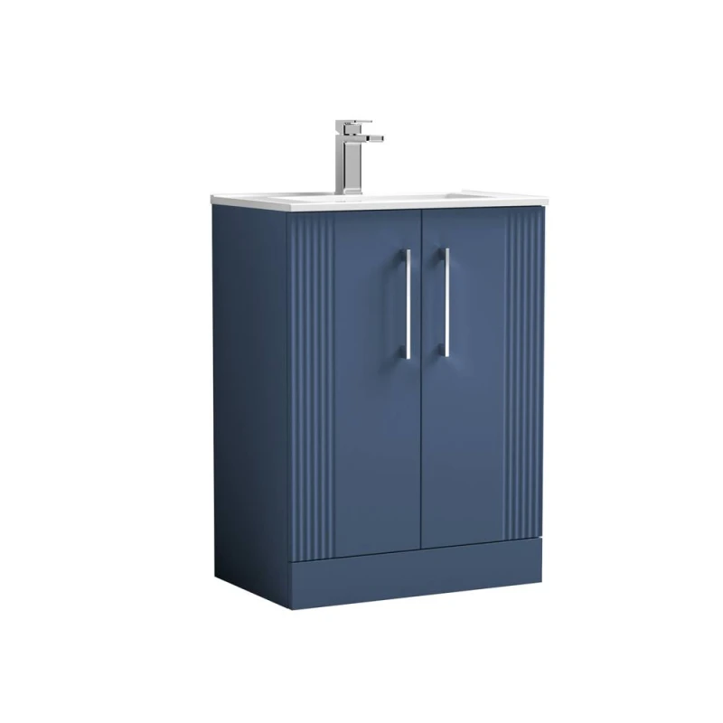 Image of Balterley 2 Door Floor Standing Vanity Unit Minimalist Basin Blue 600mm Blue