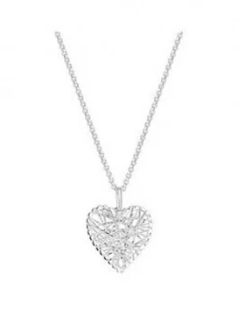 image of Simply Silver Sterling Silver 925 Diamond Cut Mesh Wrap Heart Pendant