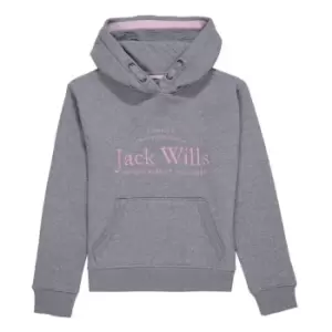 image of Jack Wills Kids Girls Logo Script Hoodie - Grey