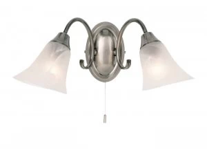 Image of 2 Light Indoor Wall Light Frosted Glass, Antique Silver, E14