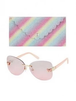Image of Monsoon Girls Rimless Butterfly Sunglasses With Case - Multi