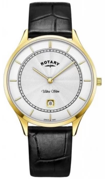 Image of Rotary Mens Ultra Slim Black Leather Strap GS08303/02 Watch