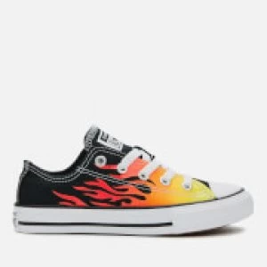 image of Converse Kids Chuck Taylor All Star Archive Flame Ox Trainers - Black/Enamel Red/Fresh Yellow - UK 13 Kids