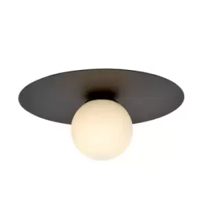 image of Solar Black Globe Ceiling Light with White Glass Shades, 1x E14