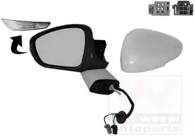 Image of VAN WEZEL 0968807 Wing mirror * HAGUS * Left, Heatable, primed Outside Mirror (50)