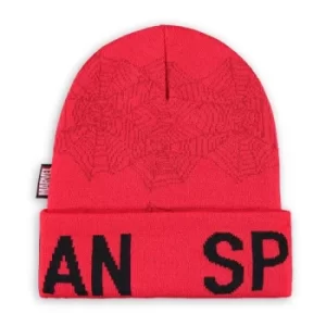 Image of MARVEL COMICS Spider-man: No Way Home Logo Turn up Beanie, Red (KC067582SPN)