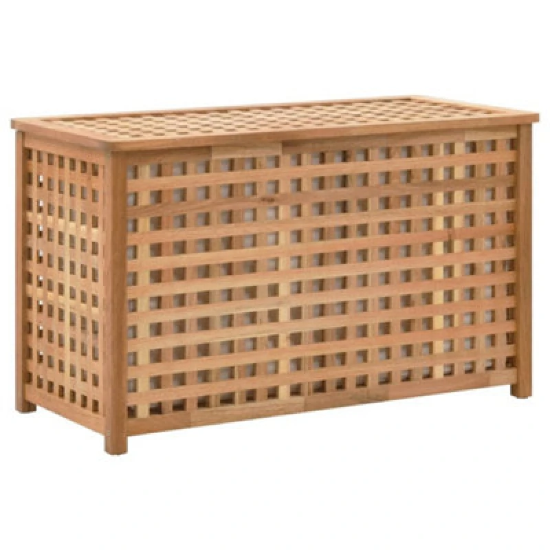 Image of vidaXL Laundry Chest 77.5X37.5X46.5cm Solid Walnut Wood, Brown 247602