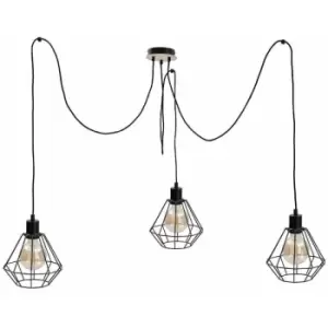 Image of Keter Atwood Cluster Pendant Ceiling Light Black, Wood, 3x E27