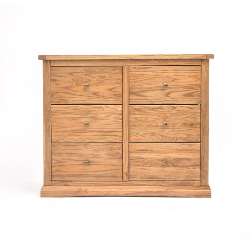 Image of Cabinet Bits Salerno 6 Drawer Chest of Drawers Brass Knob in Natural Natural Unisex