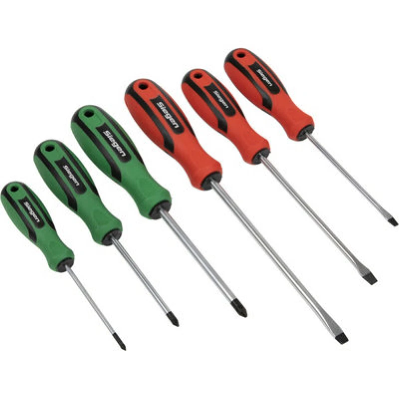 Image of Loops 6 PACK Premium Soft Grip Handle Screwdriver Set - Slotted & POZI Magnetic Tip Multi