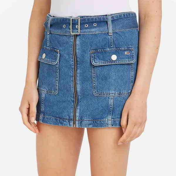 Image of Tommy Jeans Belted Denim Mini Skirt - W30