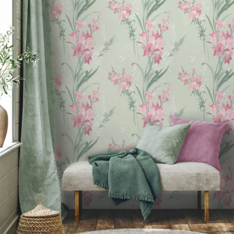 Image of Belgravia Decor Thalia Sage Wallpaper