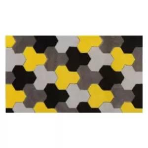 Image of JVL Solemate Hand Carved Geo Pattern Mat, 57x100 - Multi