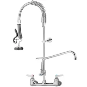 Image of VEVOR Commercial Faucet with Sprayer, 8" Adjustable Center Wall Mount Kitchen Faucet with 12" Swivel Spout, 43" Height Compartment Sink Faucet for Ind