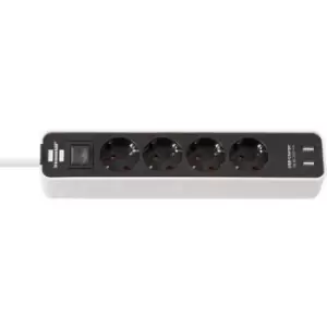 image of Brennenstuhl 1153240026 Power strip (+ switch) 4x White, Black PG connector