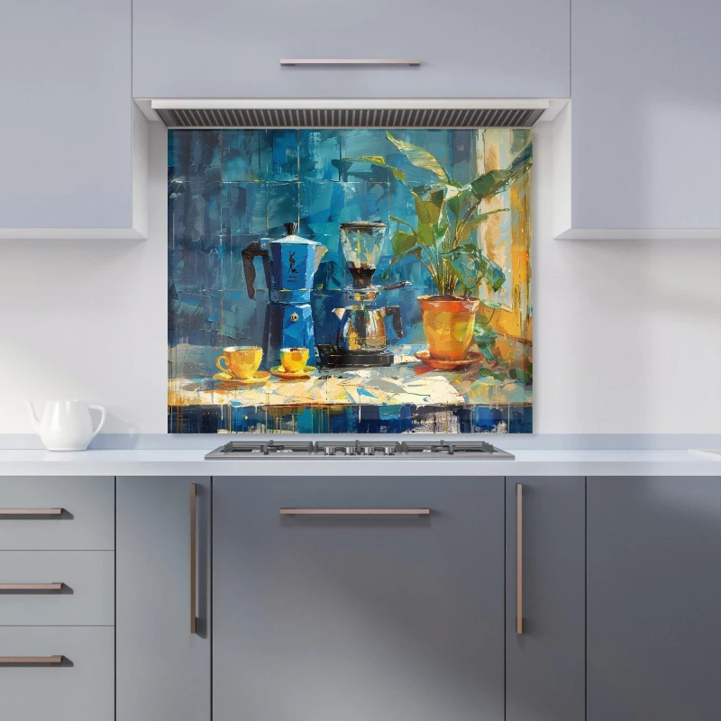 Image of Warren Reed - Designer Morning Coffee: A Painterly View Kitchen Splashback Size: 700mm x 650mm Multicolor Unisex 700mm x 650mm
