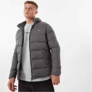 image of Jack Wills Kershaw Hooded Puffer Jacket - Grey