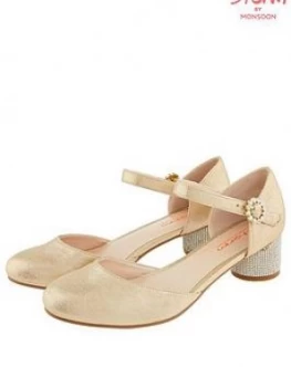 Image of Monsoon Girls Storm Abigail Gold Diamante Heel Shoe - Gold