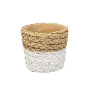 Image of Sass & Belle White Dip Cement Basket Planter
