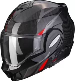 image of Scorpion EXO-Tech Carbon Top Helmet, black-red Size M black-red, Size M