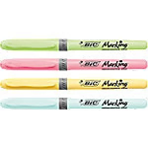 Image of BIC Highlighter 1.6mm Assorted Pastel Colours 4 Pieces