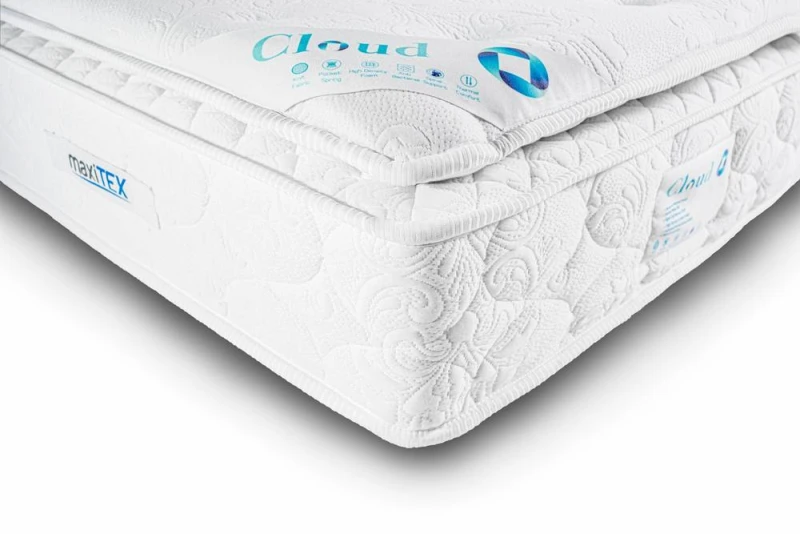Image of Maxitex Cloud Pocket Sprung Pillow Top Memory Mattress in White Size: Small Double White Unisex Small Double