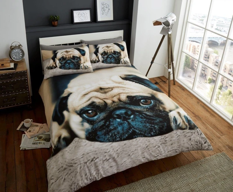 Image of Smart Living Smart Living 3D Effect Animal Polycotton Printed Duvet Cover Set in Light Beige Size: King Light Beige King Unisex 5051346129745