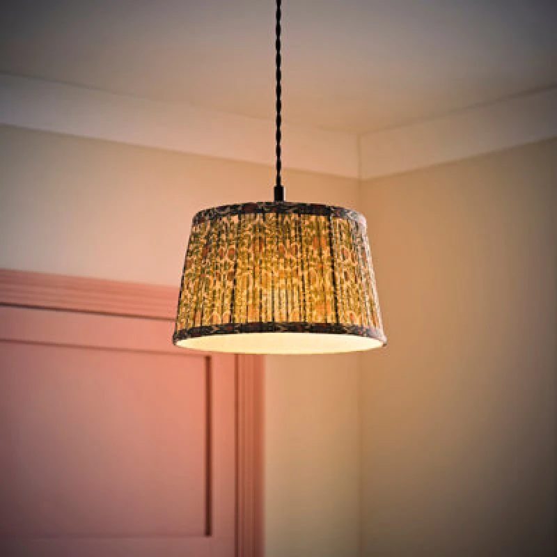 Image of ValueLights ValueLights Abel Pleated Tapered Floral Easy Fit Ceiling Light Lamp Shade and Bulb in Green Size: Small Green Small Unisex 5059406069604
