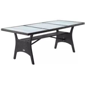 Image of Polyrattan Garden Table Takeo Brown 190x90x74cm Glass