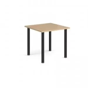 image of Rectangular Black radial leg meeting table 800mm x 800mm - kendal oak