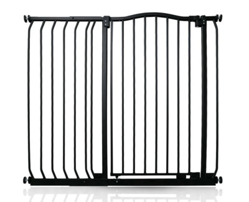 Image of Safetots Extra Tall Curved Top Safety Gate, 107Cm - 116Cm, Matt Black, Extra Tall 100Cm In Height, Pressure Fit Stair Gate
