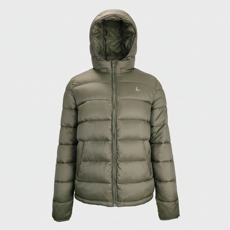 Image of Jack Wills Mens Kershaw Water Resistant Synthetic Fill Short Puffer Jacket Khaki male XS