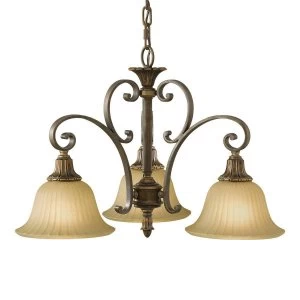 Image of Multi Arm Chandelier 3 Light Bronze, Gold Finish, E27