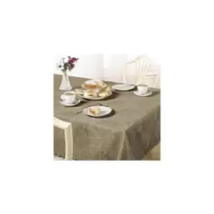 image of Emma Barclay Damask Rose Tablecloth, Latte, 60 x 84" Oval