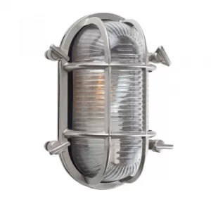 image of Bow IP64 Oval Bulkhead Wall Light in Brushed Chrome