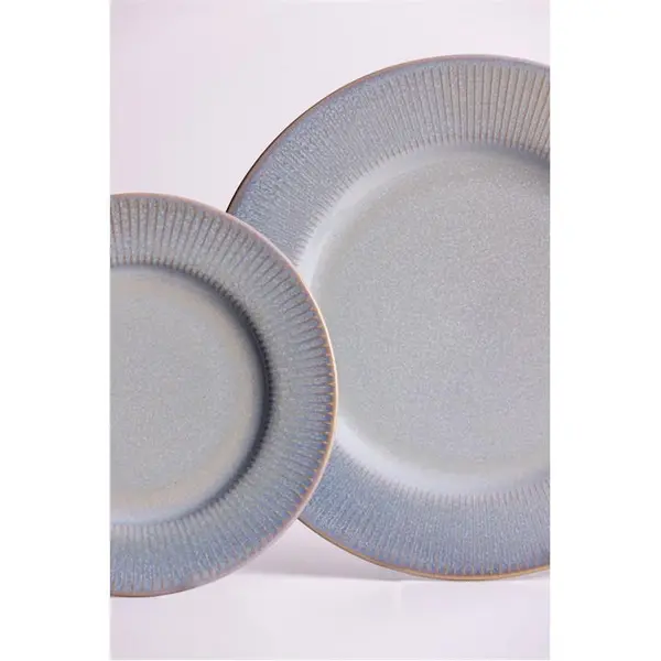 Image of Mason Cash Reactive Linear Grey Dinner Plates x4 Plates 27cm Grey 80368702001